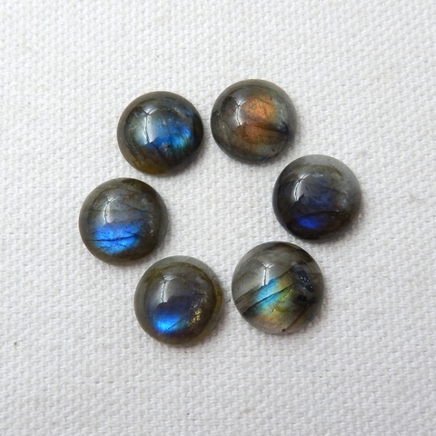 Cabochon rond à dos plat en Labradorite naturelle, sélection aléatoire de bijoux à bricoler soi-même perles amples, 14mm/12mm/10mm ► Photo 1/6