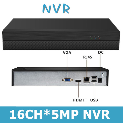 Enregistreur vidéo numérique en réseau NVR, 16 canaux x 5mp, H.265, 1 SATA MAX, 8 to, Onvif, CMS, XMEYE, P2P, Cloud, sécurité CCTV ► Photo 1/6