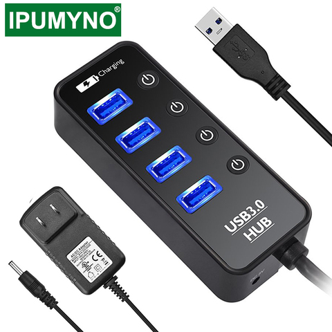 USB HUB 3.0 4 7 ports chargeur de téléphone intelligent Multi pour Ipad MacBook Pro ordinateur portable ordinateur portable accessoires pour ordinateur portable avec adaptateur secteur ► Photo 1/6