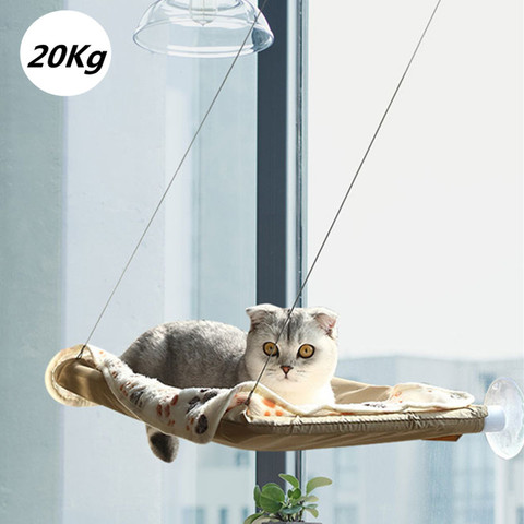 Lits suspendus confortables pour chat mignon, siège ensoleillé, montage sur fenêtre, hamac doux pour animaux de compagnie, fournitures de lits détachables, 20kg ► Photo 1/6