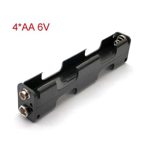 Support de batterie 4 x AA longue bande coque arrière 6V Double couches Double face boîte 9V bouton plastique conteneur de stockage soudure connecter ► Photo 1/4