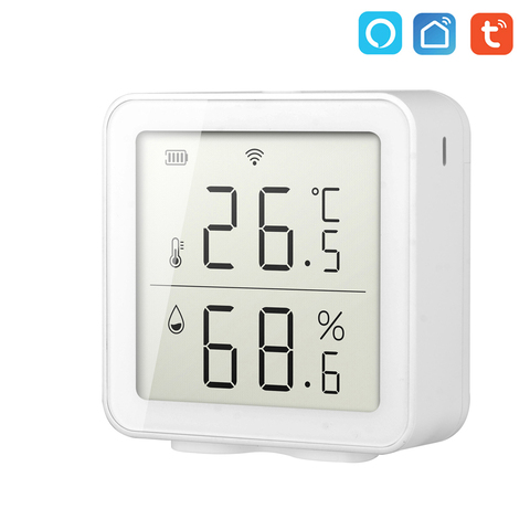 Capteur de température et d'humidité Tuya WIFI, maison intelligente, capteur d'intérieur, thermomètre, humidimètre, fonctionne avec Alexa ► Photo 1/6