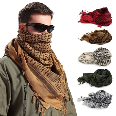 Écharpe à carreaux militaire légère pour hommes et femmes, nouvelle mode printemps-hiver 2022, écharpe arabe tactique pour garder au chaud ► Photo 1/6