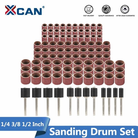 XCAN – disques abrasifs 1/4, 3/8, 1/2 pouces, tambour de ponçage avec mandrins de ponçage, bande de ponçage pour outil rotatif Dremel ► Photo 1/6