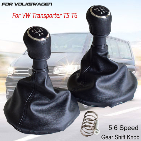 Pommeau de levier de vitesse 6 vitesses pour Volkswagen VW Transporter T5 T5.1 Gp 2003 – 2011 T6, panneau noir avec couvercle anti-poussière ► Photo 1/6