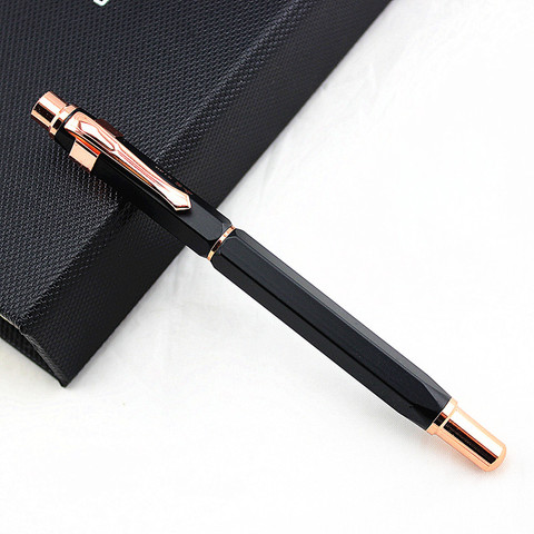 Stylo à plume Wing Sung 095, Rare et ancien Stock, hexagone à encre en métal noir, Clip Bronze, pointe F, papeterie fournitures scolaires et de bureau ► Photo 1/4