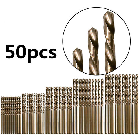 50 pièces métriques 1 - 3mm M35 Cobalt acier extrêmement résistant à la chaleur forets hélicoïdaux pour l'acier inoxydable et les métaux durs ► Photo 1/5