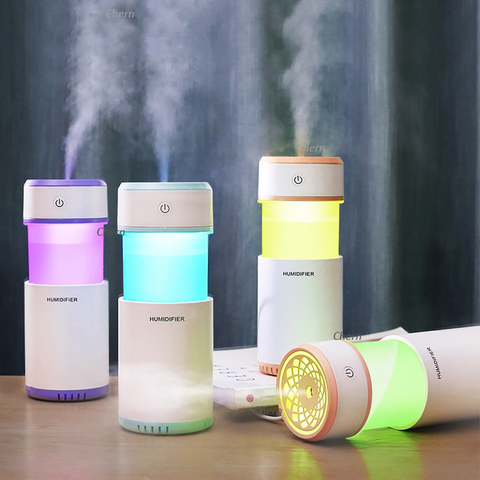 Mini humidificateur Portable à retrait, diffuseur d'air ultrasonique avec 7 couleurs Led, veilleuse idéale pour le bureau en voiture ► Photo 1/6