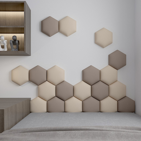 Ensemble de sacs doux pour lit tête de lit hexagonale multicolore, autocollant mural 3D, Tatami lit, décoration murale, Art de décoration pour la maison ► Photo 1/6