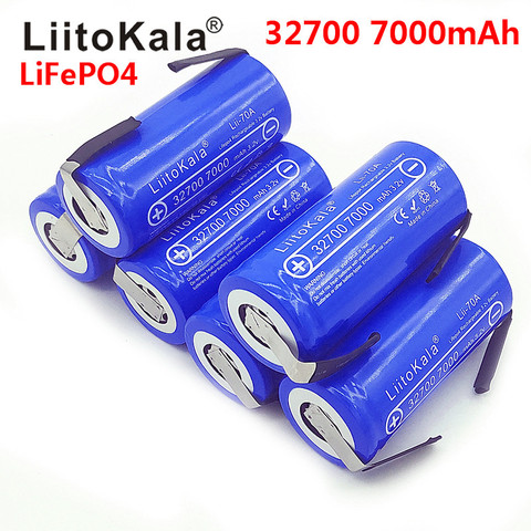 LiitoKala Lii-70A 32700 lifepo4 3.2v 7000mah 33A 55A bande de soudure pour tournevis batterie vélo électrique alimenté + feuilles de Nickel ► Photo 1/6