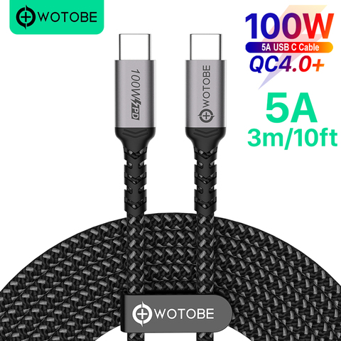 WOTOBE Long – câble USB type-c 5A E Mark 100W PD, charge rapide, cordon tressé en Nylon, pour MacBook Pro, iPad, Samsung, ordinateur portable ► Photo 1/6