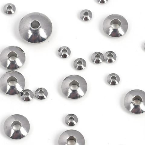 Perles plates en acier inoxydable, 20 à 50 pièces/lot, 3, 6, 8mm, pour la fabrication de bijoux ► Photo 1/6