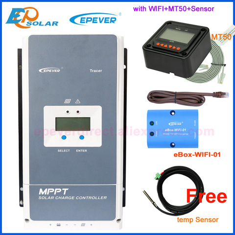 Epever – contrôleur de Charge MPPT pour panneaux solaires, 12V, 24V, 36V, 48V, 50a, 60a, 80a, 100a, avec rétro-éclairage automatique LCD, compatible WIFI, télécommande MT50 ► Photo 1/6