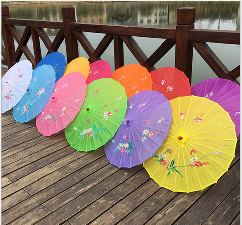 1 pièces art chinois parapluie bambou cadre soie parasol pour mariage fête d'anniversaire mariée bridemaid peint à la main fleur design ► Photo 1/6