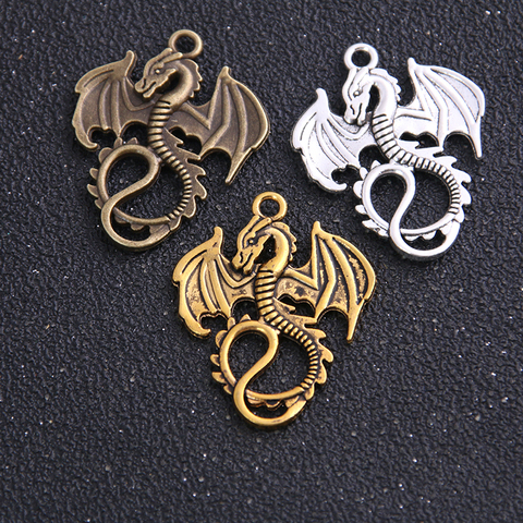 Pendentif en forme d'animaux, 14 pièces, 16x21mm, deux couleurs, Vintage, mini Dragon, mouche, breloque pour bijoux, vente en gros ► Photo 1/6