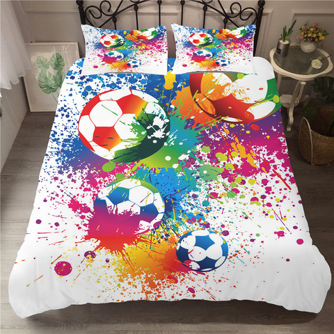 housse de couette football parure de lit house de couette football literie ensembles de literie de football unique imprimé luxe enfant enfants sans draps couvre literie 3D housse de couette football literie ensemble ► Photo 1/6