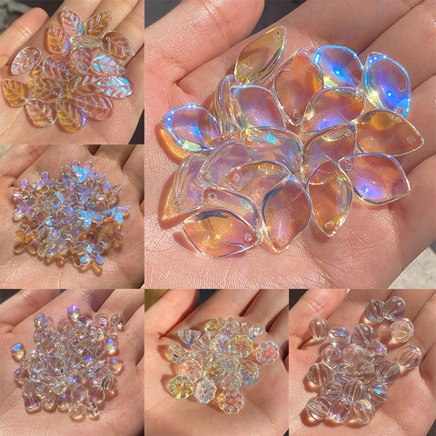 20 pcs/pack perles de cristal tchèque cristal AB couleur verre étoile coeur feuilles perles pour la fabrication de bijoux colliers boucles d'oreilles meilleure qualité ► Photo 1/6