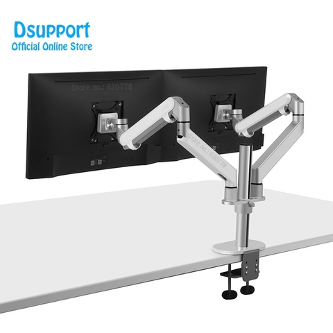 Bras de montage double pour moniteur de bureau en aluminium, 17-32 pouces, mouvement complet, bras à ressort à gaz, charge de 2-9 kg chacun, nouveau, OL-2Z ► Photo 1/6