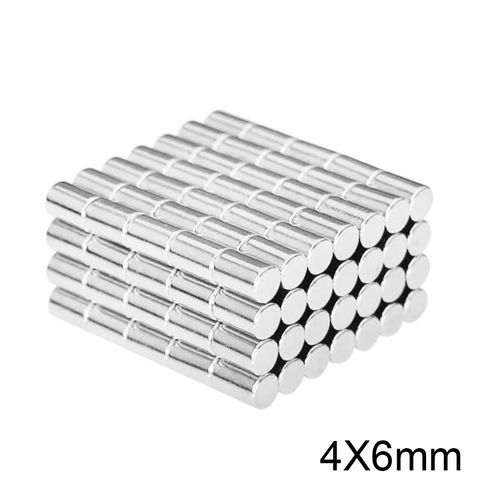 Aimants ronds en néodyme 4x6mm, lot de 20/50/100/200/300 pièces, recherche de diamètres mineurs 4x6mm, disque magnétique en vrac ► Photo 1/6