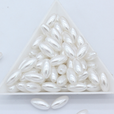 Ivoire/blanc 4x8mm 6x12mm 100 pièces ovale perle Imitation ABS perles pour la fabrication de bijoux artisanat vêtements couture vêtement perles bricolage ► Photo 1/4