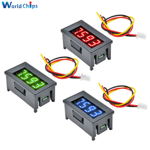 Mini testeur de voltmètre à affichage numérique LED, 0.36 pouces, 4 Bits DC 0V-100V, 3 fils, testeur de panneau, rouge, bleu, vert ► Photo 1/6