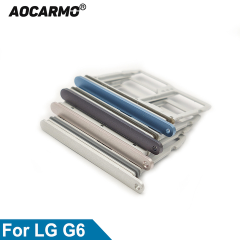 Aocarmo pour LG G6 US997 VS988 MicroSD prise de carte mémoire Nano Sim carte plateau fente pièce de rechange ► Photo 1/6
