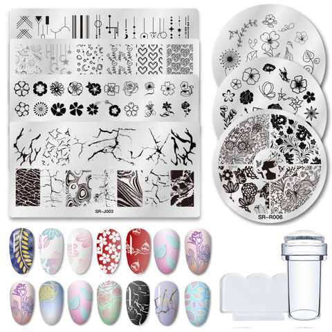 1 pièces ongles estampage plaques marbre Texture fleur Nail Art plaque en acier inoxydable Design timbre modèle pour impression pochoir outils ► Photo 1/6