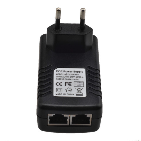 Adaptateur d'alimentation de vidéosurveillance Ethernet d'injecteur de POE de 48V 0,5a 24W,POE pin4/5(+),7/8(-) Compatible avec les téléphones IP de caméra d'ip ► Photo 1/4