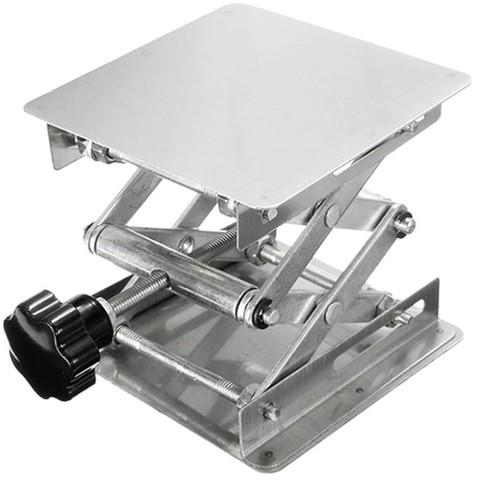 Table élévatrice résistante de cric de ciseaux de laboratoire, acier inoxydable, plat 100x100mm, taille 150mm, Plate-forme de support de ciseaux de Jack de laboratoire ► Photo 1/5