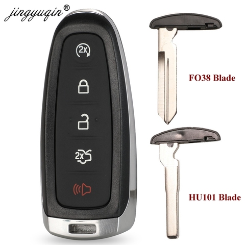 Jingyuqin coque de rechange pour Ford Edge Escape Flex Explorer Taurus 5 boutons à distance Fob couvercle boîtier FO38 HU101 lame ► Photo 1/5