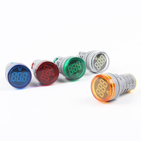 Instrument de mesure de tension LED 22mm, Mini voltmètre coloré AC 20 V -500V, jaune vert bleu AD16-22DSV ► Photo 1/6