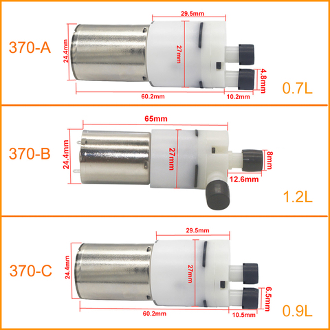 12V DC petite 370 pompe à eau avec moteur à courant continu à faible bruit grand débit d'eau 0.4-1.2L/min pour boire Mini KLC diaphragme pompe à vide ► Photo 1/6