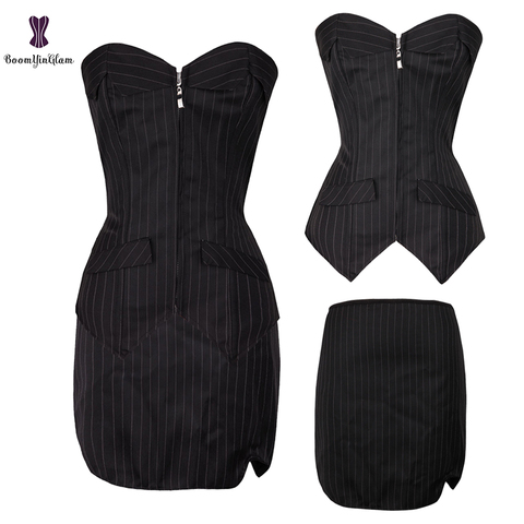 Corset pour femmes, tenue de bureau, Bustier, fermeture éclair, jupe crayon, grande taille ► Photo 1/6