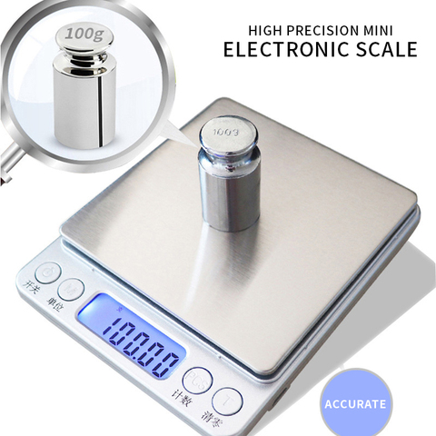 0.01/0.1g 500g/1/2/3kg haute précision LCD bijoux balances électroniques grammes Balance de poids pour la cuisson de la Balance numérique ► Photo 1/6