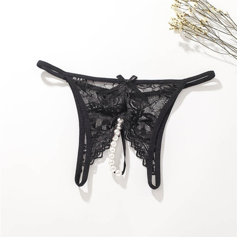 3 taille M L XL culotte Sexy érotique chaude entrejambe ouverte avec perle porno dentelle tongs et G cordes sous-vêtements femmes Lingerie Sexy ► Photo 1/6