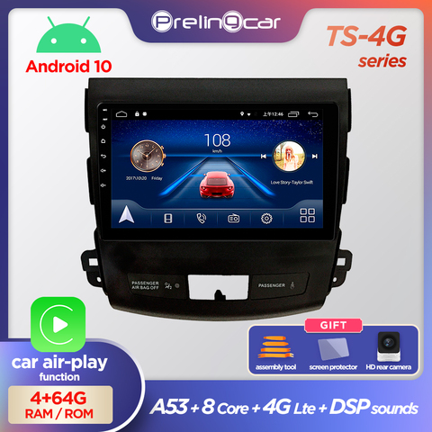 Prelingcar – autoradio android 10.0, Navigation GPS, DSP, tableau de bord, lecteur multimédia vidéo, pour voiture Mitsubishi Outlander xl 2 peugeot 4007 ► Photo 1/6