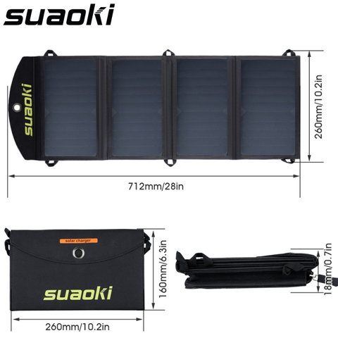 Suaoki Portable 25W pliant pliable étanche panneau solaire chargeur Mobile batterie externe pour téléphone batterie double Port USB en plein air ► Photo 1/6