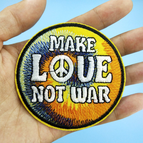 Badge brodé en fer pour chapeau, veste, sac à dos, décoration, contre la guerre, faire l'amour, pas la guerre, symbole de paix ► Photo 1/5