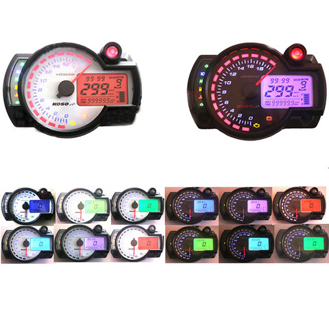 Moto numérique lumière LCD compteur de vitesse 18000 tr/min odomètre tachymètre capteur de vitesse 7 couleurs affichage niveau d'huile compteur moderne 299KMH ► Photo 1/6