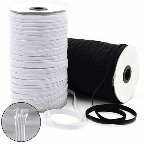 Bandes élastiques en Polyester blanc et noir pour vêtements, accessoires de couture, 5yards, 3/6/8/10/12/15/20/30/35/40mm ► Photo 1/6