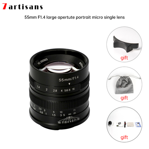 7artisans 55mm F1.4 grande ouverture Portrait mise au point manuelle Micro objectif de caméra adapté pour Canon eo-m Mount E Fuji Mount livraison gratuite ► Photo 1/6