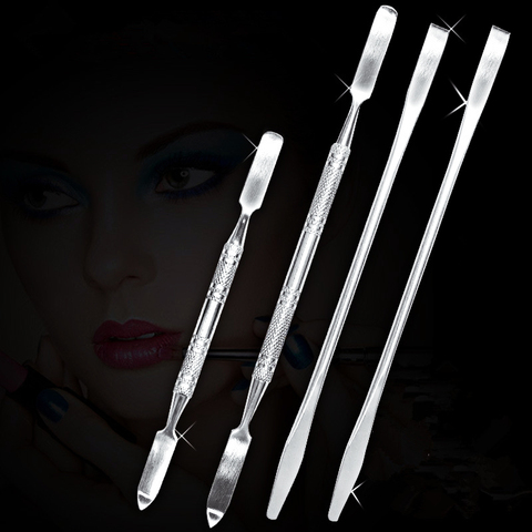 4 pièces/ensemble outils de maquillage acier inoxydable mélange spatule manucure tige dentaire outil Nail Art Espatula Maquiagem ongle spatule maquillage ► Photo 1/6