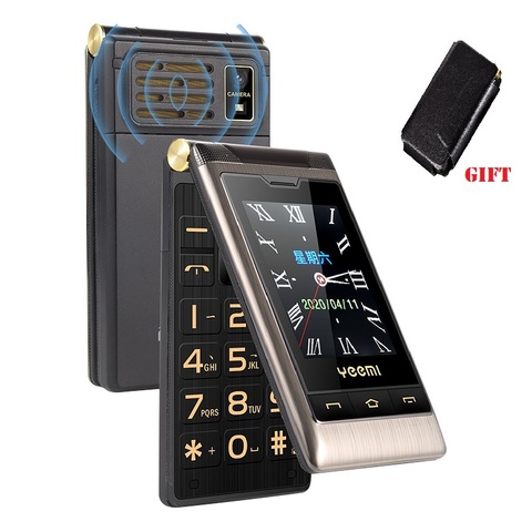 Tkexun – housse de téléphone portable 3G WCDMA, deux écrans, pour sénior, SOS, vitesse d'appel, liste noire, lampe de poche, clé russe, Style à clapet ► Photo 1/6