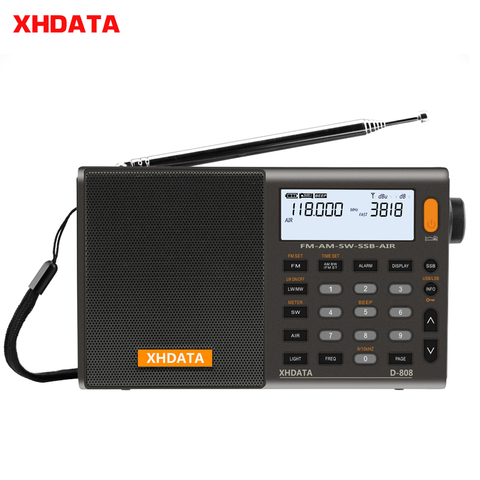 XHDATA D-808 Portable Numérique Radio FM stéréo/SW/MW/LW SSB AIR RDS Multi Bande Radio Haut-Parleur avec Écran lcd Réveil ► Photo 1/6
