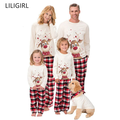 Ensemble pyjama de noël pour toute la famille, vêtements de nuit, motif cerf, dessin animé, pour adultes et enfants ► Photo 1/6