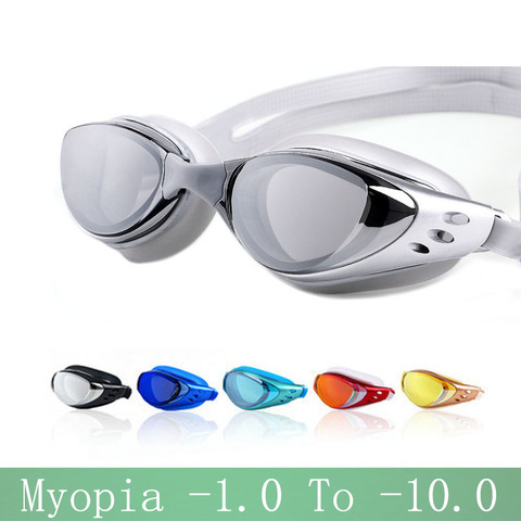 Lunettes de natation pour myopie-1.0 ~-10, étanche, Anti-buée, arène, Prescription, natation, eau, Silicone, grandes lunettes de plongée pour hommes et femmes ► Photo 1/6