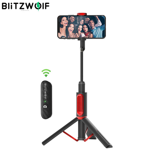 BlitzWolf BW-BS10 All In One Portable Tripod Selfie Stick Phone Holder bluetooth Retractable Trépied Selfie Stick Monopod pour iPhone pour Xiaomi pour Huawei ios smartphone android ► Photo 1/6