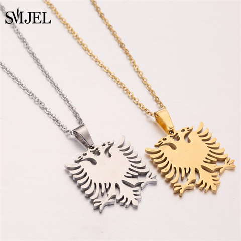 SMJEL-collier aigle albanais en acier inoxydable, chaîne unisexe pour femmes et hommes, bijoux mystère, cadeaux pour enfants ► Photo 1/6