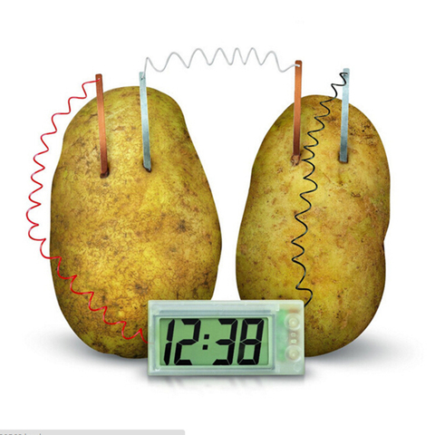 Fournitures matérielles d'expérimentation de cellules électrochimiques d'horloge de pomme de terre, matériel éducatif de bricolage de Kit de Science verte d'école drôle ► Photo 1/6