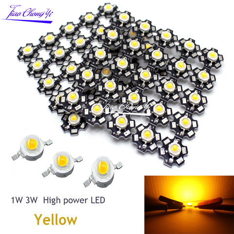 10-1000PCS 1W 3W High Power LED 590nm Yellow 2-2.2V Led Emitter or 20mm Star PCB ► Photo 1/6